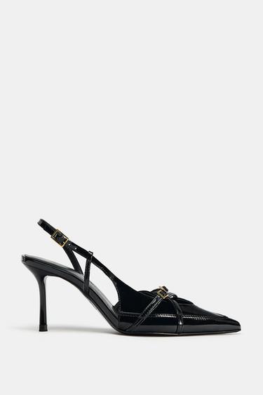 ZAPATO TACÓN TIRAS HEBILLA - Negro de Zara