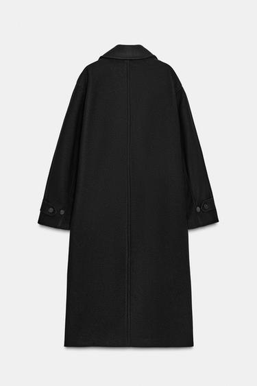 Zara SOFT OVERSIZED COAT - Black