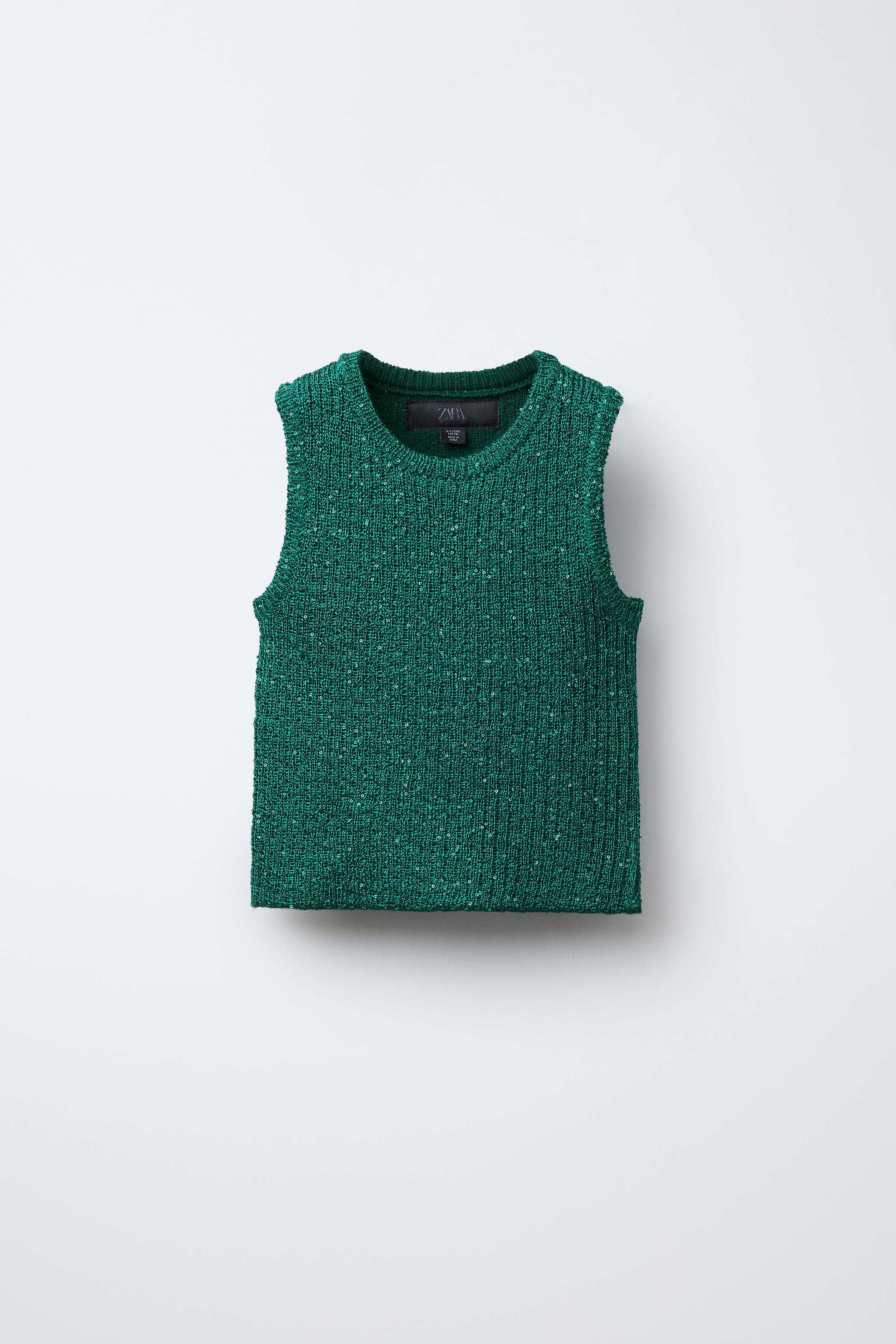 SEQUINED KNIT TOP - Green | ZARA United States