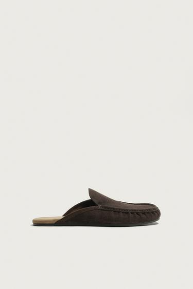 LEATHER MULE LOAFERS - Brown by Zara