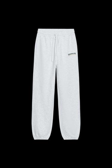 BAUMWOLLHOSE MIT SCHRIFTZUG - Grau meliert von Zara - Bild 0