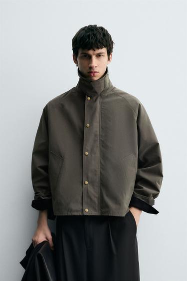 CONTRAST COLLAR TECHNICAL JACKET - Anthracite Grey by Zara