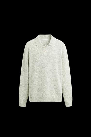 TEXTURED KNIT POLO SHIRT - Green / Ecru by Zara