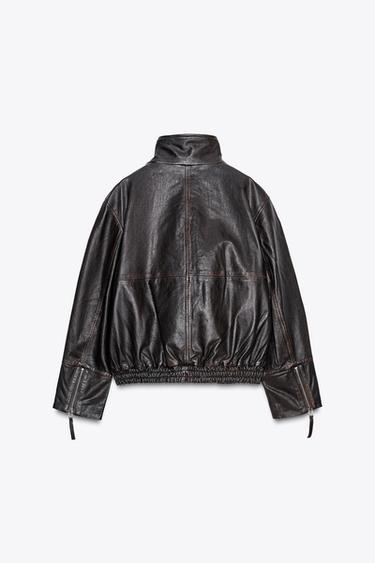 BLOUSON BOMBER EN CUIR ZW COLLECTION LIMITED EDITION - Marron de Zara - Image 5