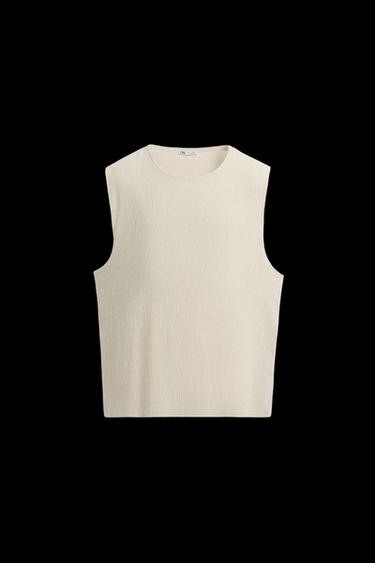 TEXTURED TANK TOP - Oyster-white by Zara