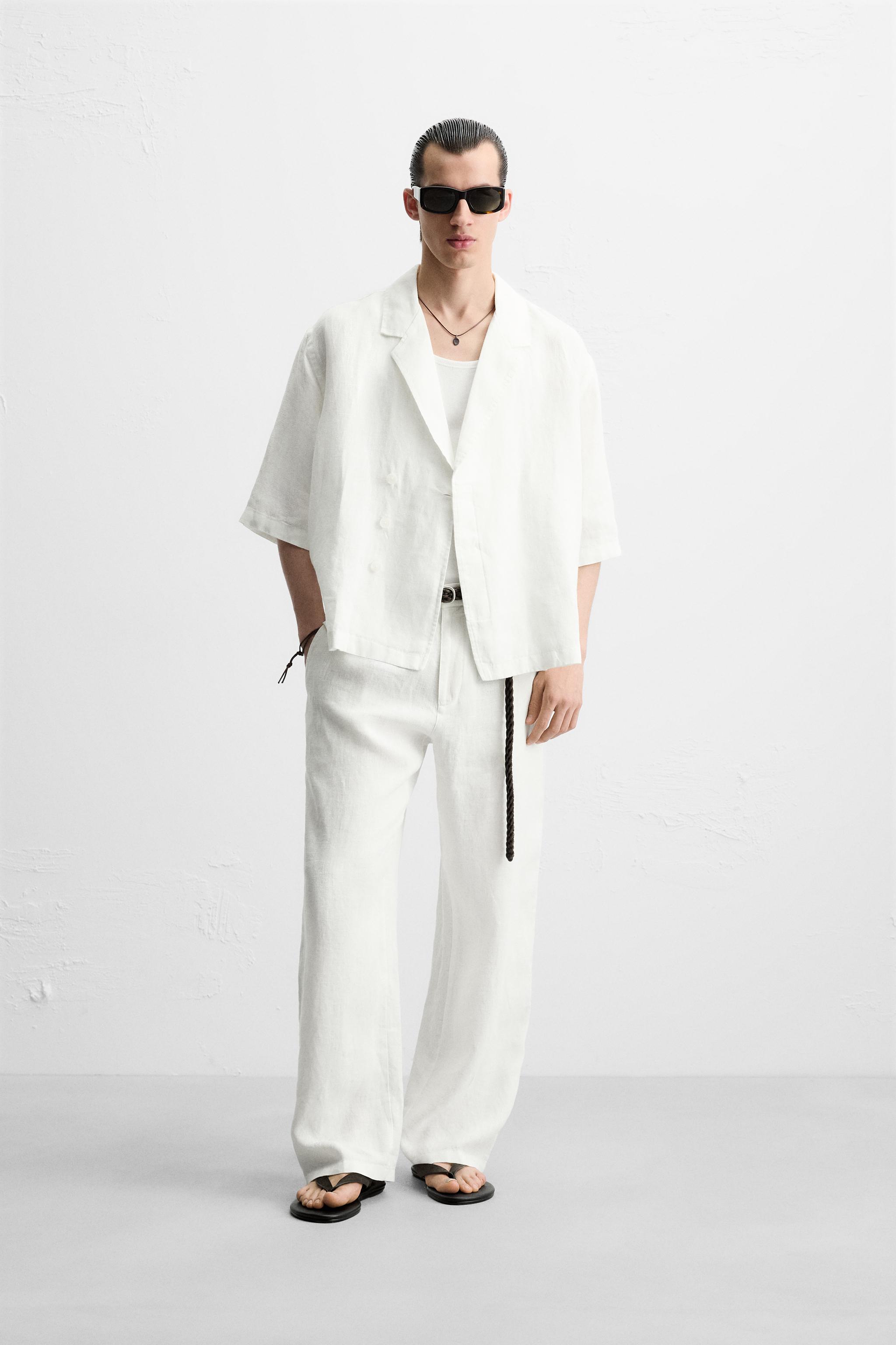 期間限定 数量限定 | ホワイト - キモノシャツ、リネン100% ZARA 日本 / Japan シャツ/ブラウス(長袖/七分)