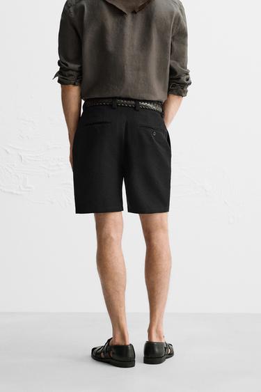REGULAR FIT LINEN/COTTON BERMUDA SHORTS LIMITED EDITION - Black by Zara - Image 2