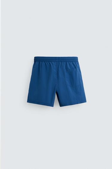 Zara BASIC MID-LENGTH SWIMSUIT - Blue