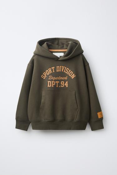 Varsity-Sweatshirt mit Schriftzug - Mittelgrün von Zara