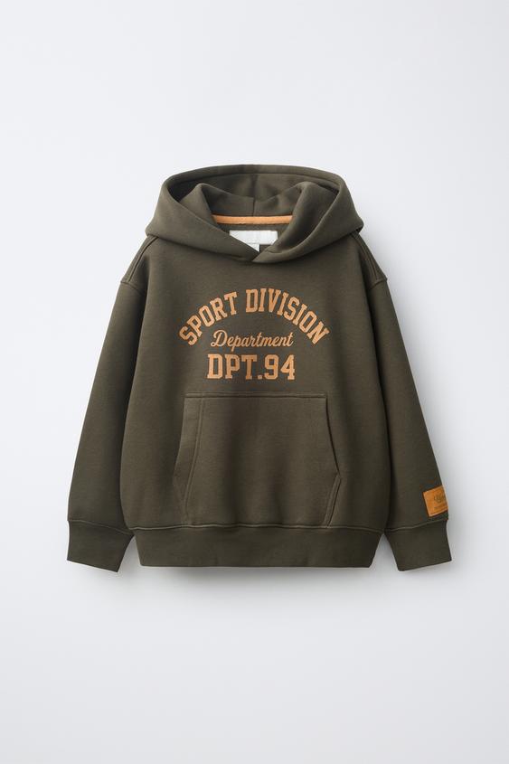SUDADERA VARSITY TEXTO - Verde medio de Zara - Imagen 0