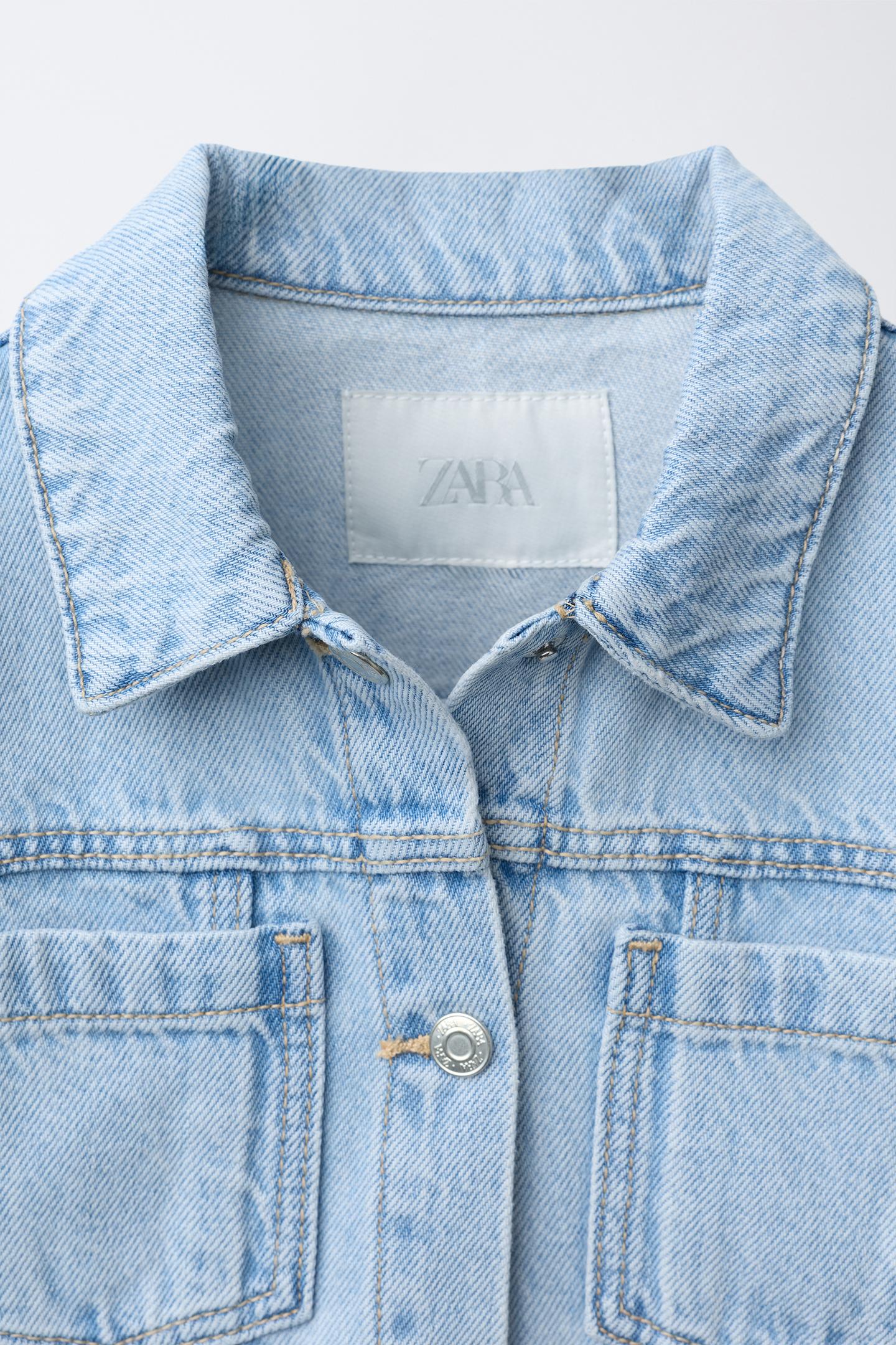 Детская куртка Zara Basic Denim Jacket, цвет: Светлый синий — фото 4