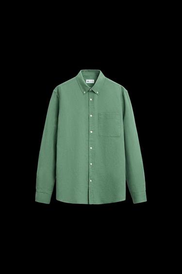 Zara LINEN - COTTON SHIRT - GREEN