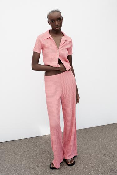 CELANA PANJANG LURUS TEKSTUR - pink pudar dari Zara