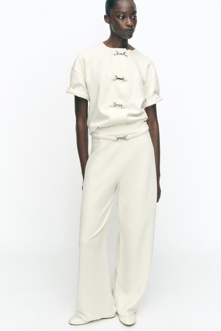 Pantalón Ancho Zara Pantalones Blancos Mujer Pantalones Anchos