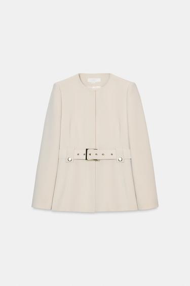 BLAZER WITH BUCKLE BELT - Ivory by Zara - Image 0