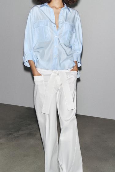 STRIPED SHIRT ZW COLLECTION - Blue/White by Zara - Image 3
