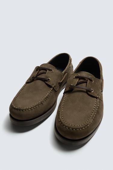 LEATHER DECK SHOES - Green by Zara - Image 4