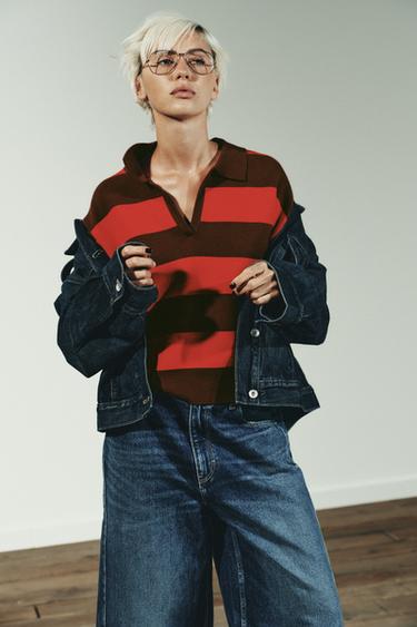 PULL POLO EN MAILLE À RAYURES - rayures de Zara - Image 3