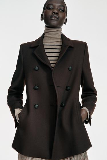 CASACO CURTO CRUZADO - Marrom da Zara