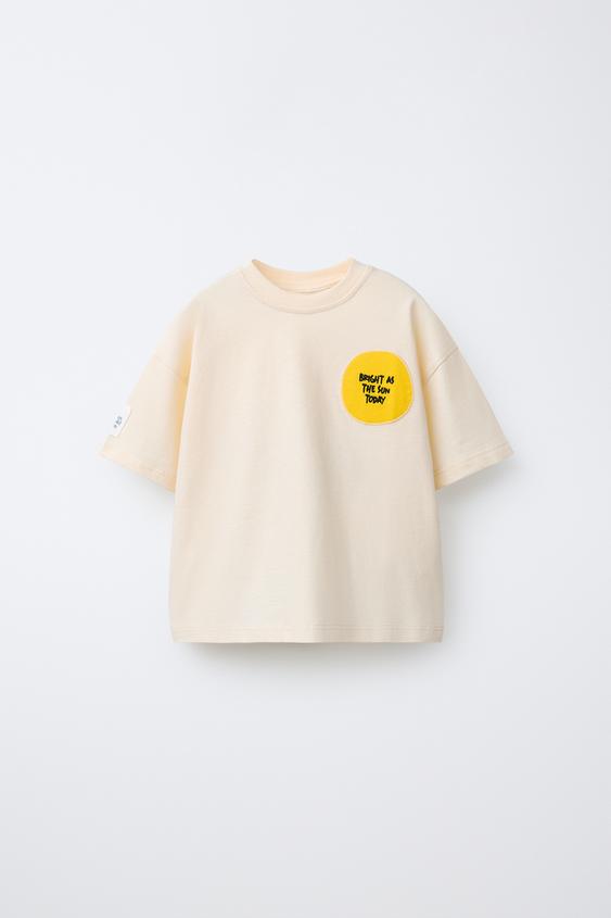 EMBROIDERED SUN T-SHIRT - Beige by Zara - Image 0