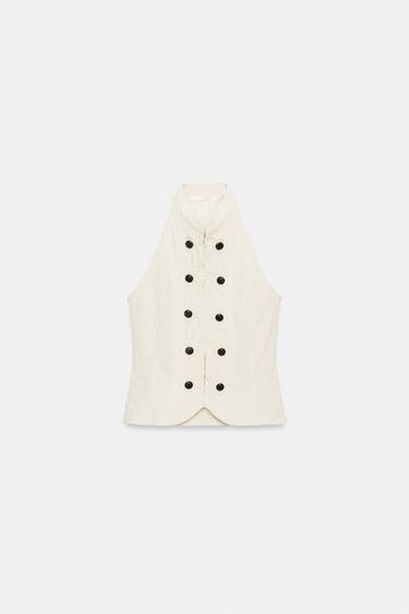 ЖИЛЕТ С ВОРОТНИКОМ ХАЛТЕР — ЭКРЮ от Zara