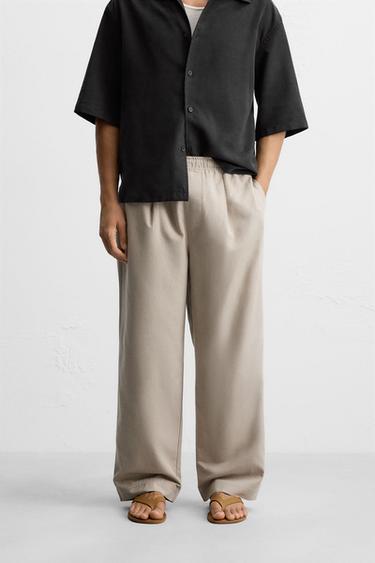Zara 一般版型運動褲腰長褲 - 沙色