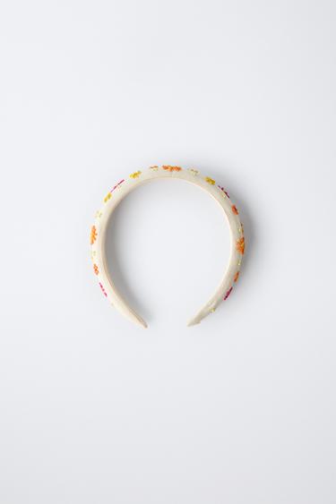 BEADED FLOWER HEADBAND - Ecru by Zara - Image 2