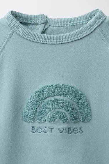 EMBROIDERED TOWELLING SWEATSHIRT AND JOGGERS SET - Green / Blue by Zara - Image 2