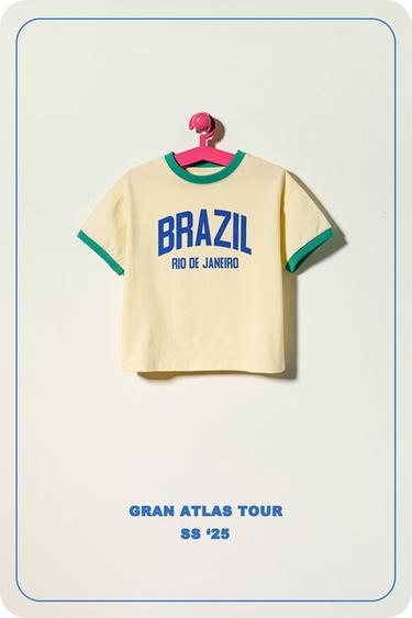 CAMISETA VIVOS CONTRASTE TEXTO - Amarillo claro de Zara