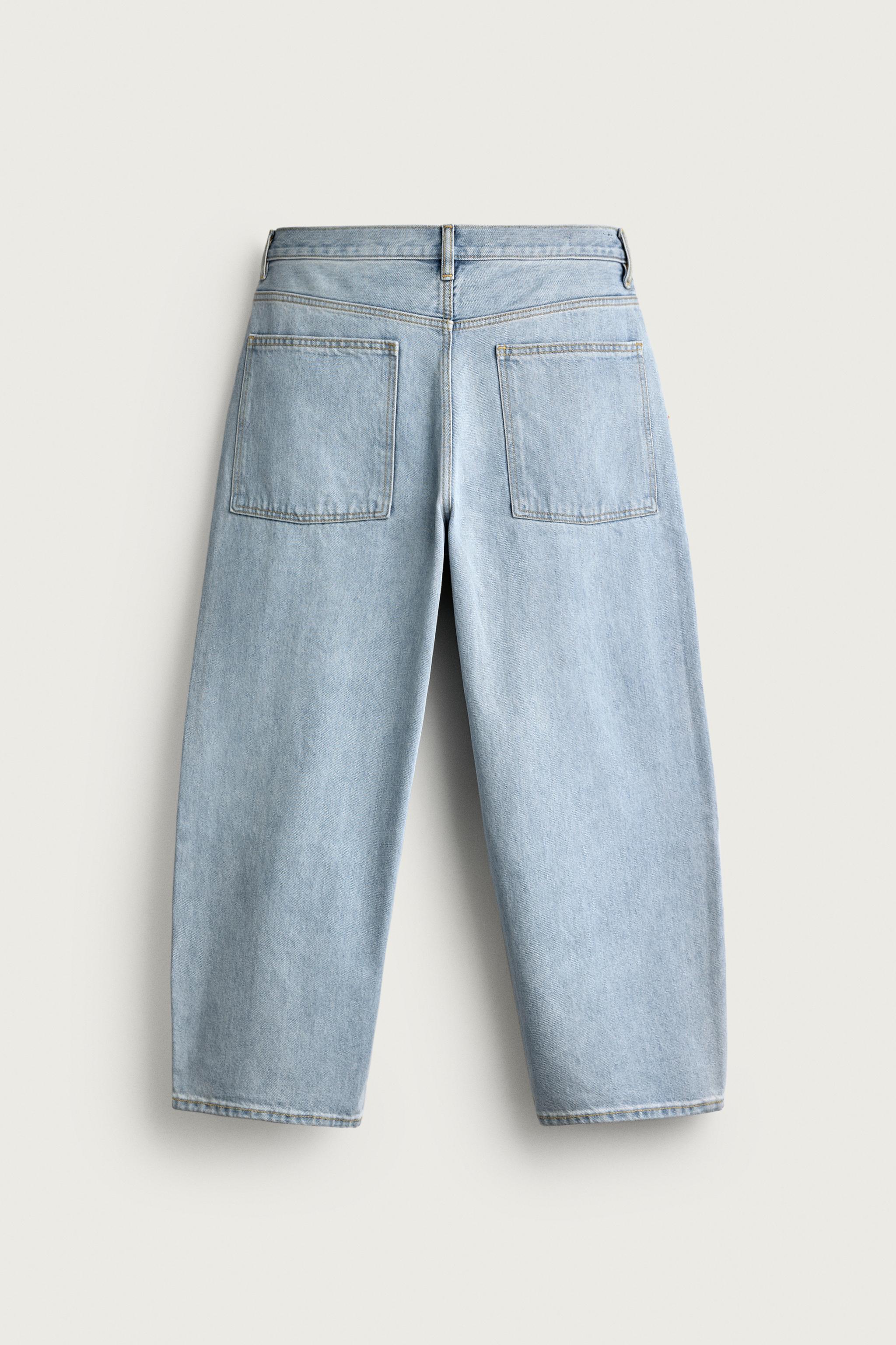 TAPERED WIDE-FIT JEANS — Light blue