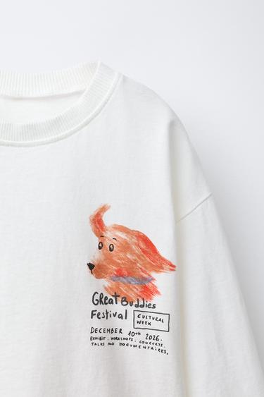 DOG PRINT T-SHIRT - Ecru by Zara - Image 2