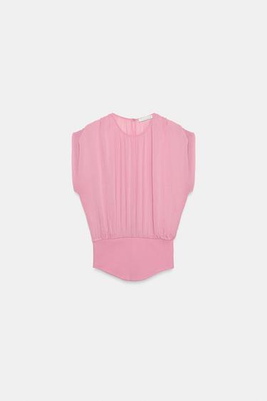 TOP COMBINADO GEORGETTE SEMITRANSPARENTE - Rosa de Zara