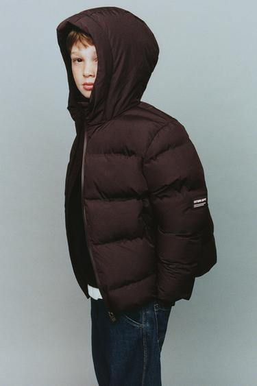WATER-REPELLENT QUILTED COAT WITH LABEL - Brown by Zara