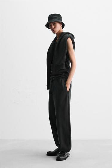 Zara BALLOON FIT JOGGER PANTS - Black