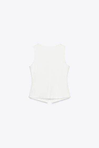 BUTTONED WAISTCOAT TOP - Oyster-white by Zara - Image 7
