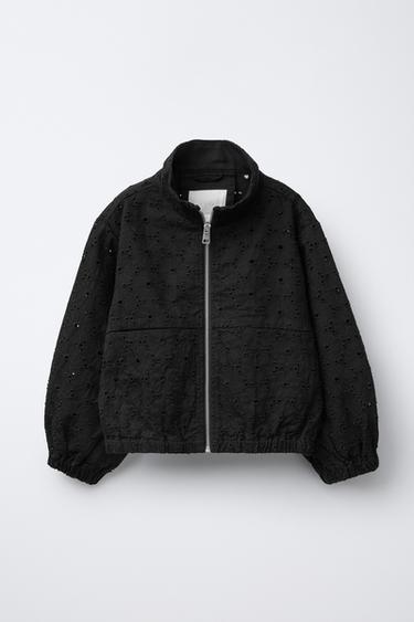 CAZADORA BORDADO SUIZO - Negro de Zara
