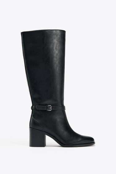 BUCKLE BLOCK HEEL BOOTS - Black by Zara