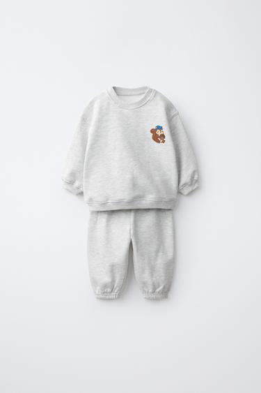 BEAR SWEATSHIRT AND PANTS SET — Gray marl 1