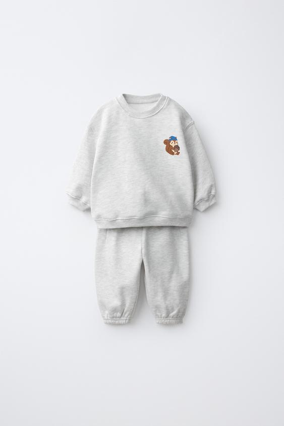 Zara SQUIRREL SWEATSHIRT AND JOGGER SET - Gray marl - Image 0