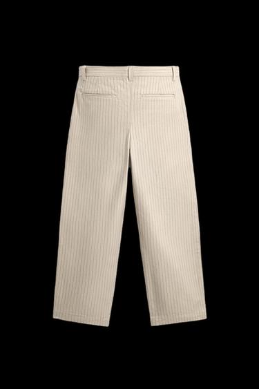 Zara RELAXED FIT PINSTRIPE CHINO PANTS - Ecru