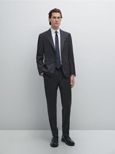 Pantalón traje con algodón - Gris Antracita de Zara - Imagen 0