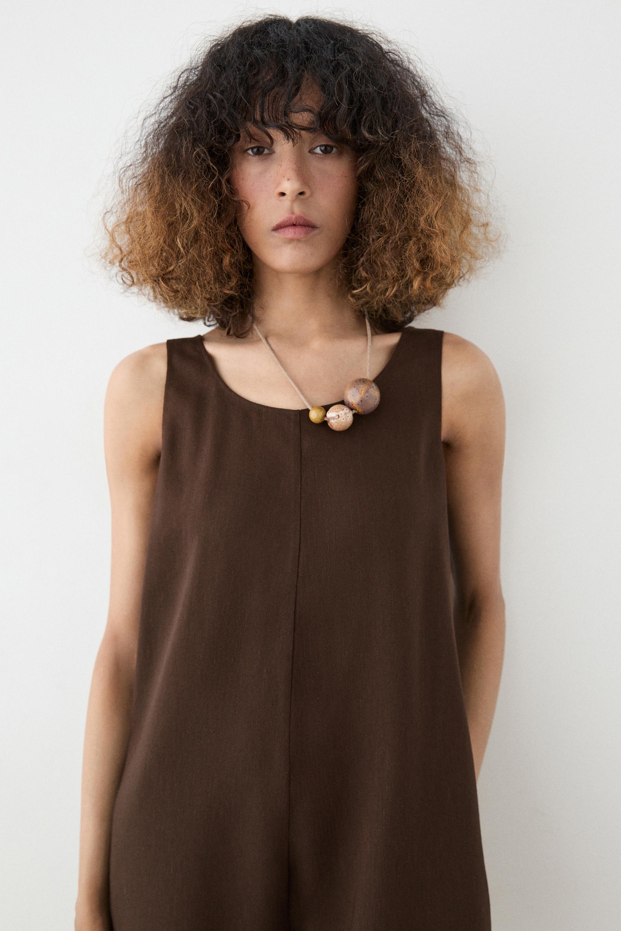 Robe combinaison courte fluide en lin