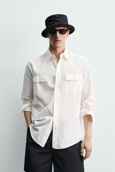 Zara REGULAR FIT FLOWY POCKET SHIRT AARON LEVINE X ZARA - White