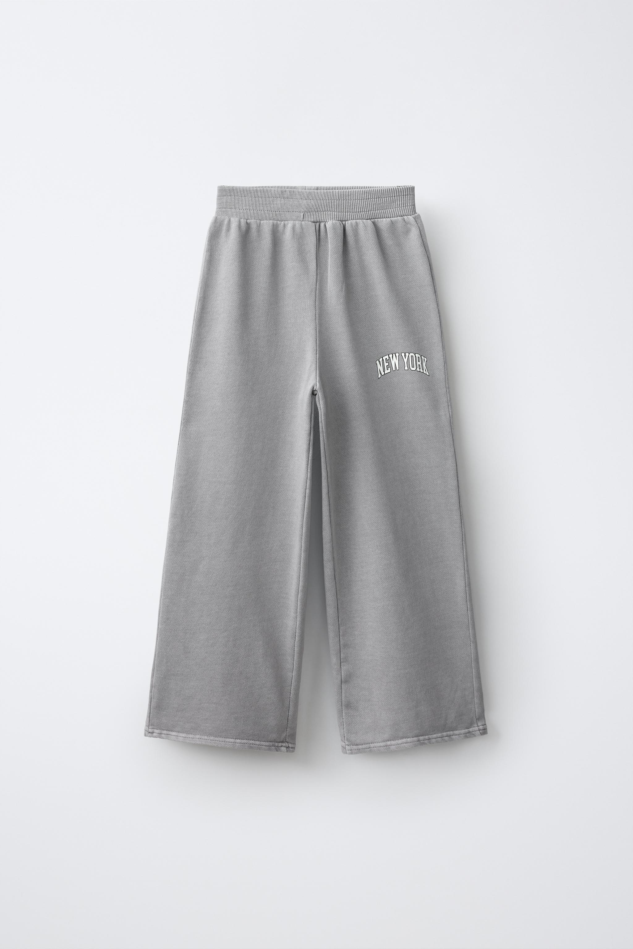 WASHED-EFFECT WIDE-LEG PANTS — Gray