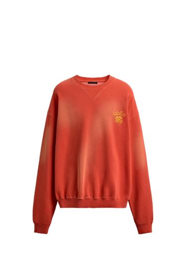 SWEATSHIRT WITH SPRAY TEXT PRINT - Red by Zara - Image 0