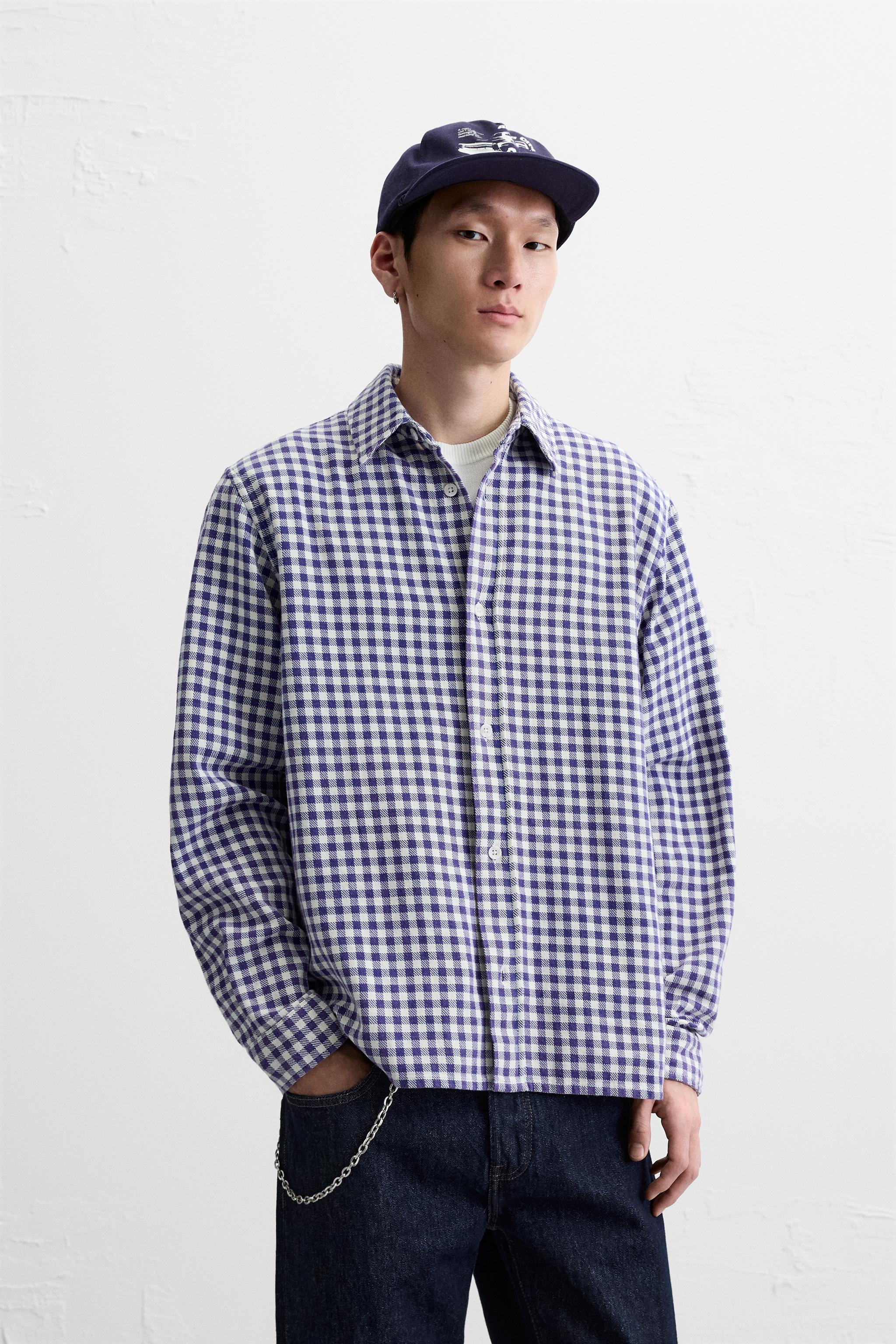 チェック シャツ - 薄紫 | ZARA Japan / 日本