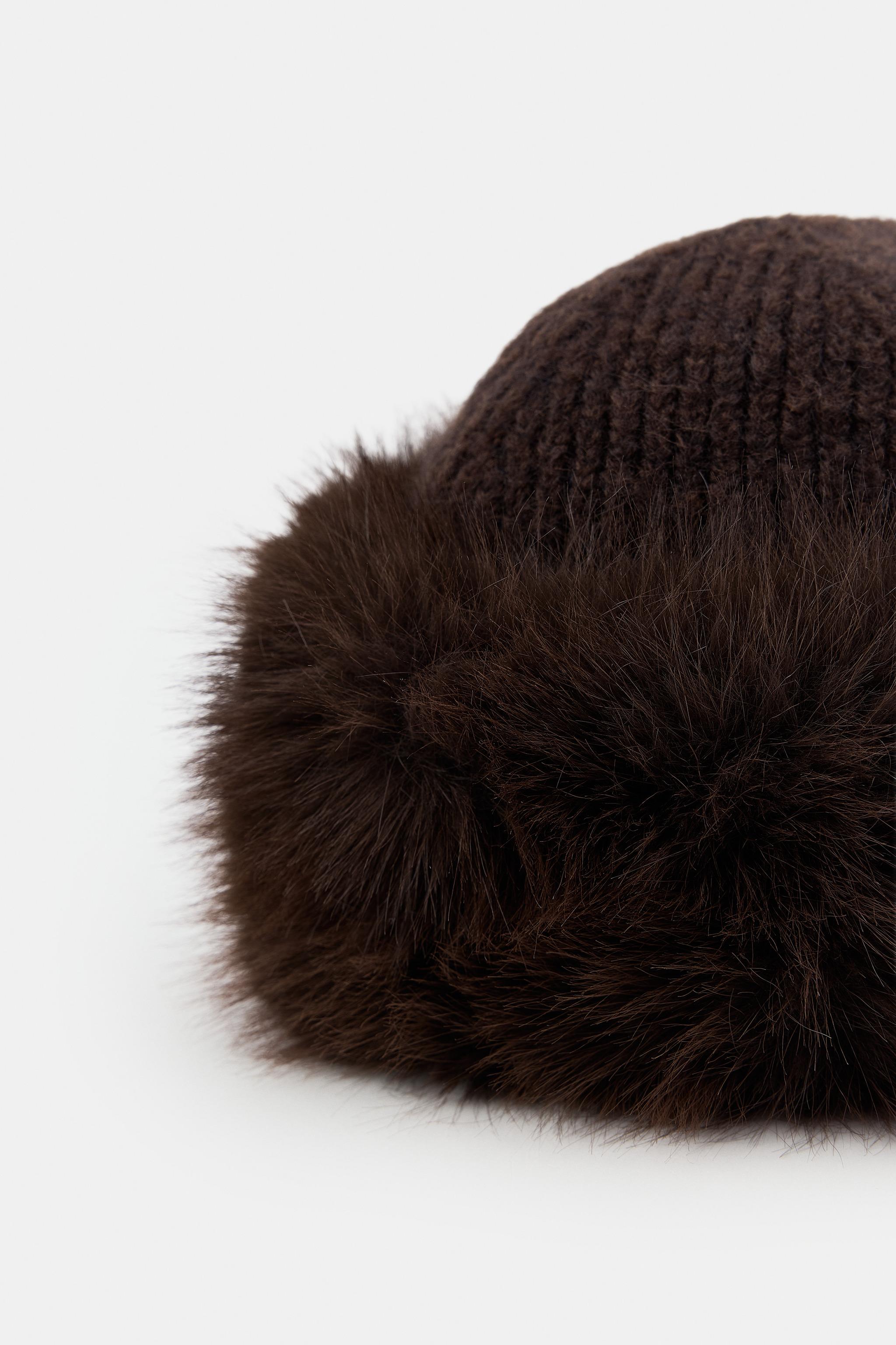 FAUX FUR KNIT BEANIE - Brown | ZARA South Africa