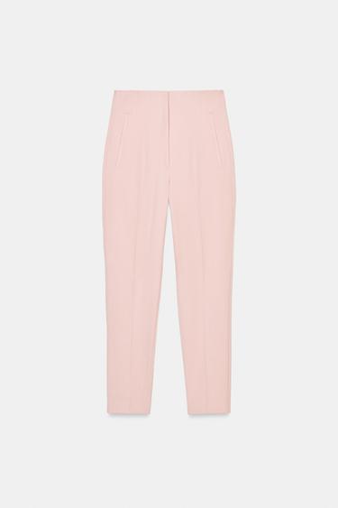 HIGH-WAIST TROUSERS - Pink marl by Zara