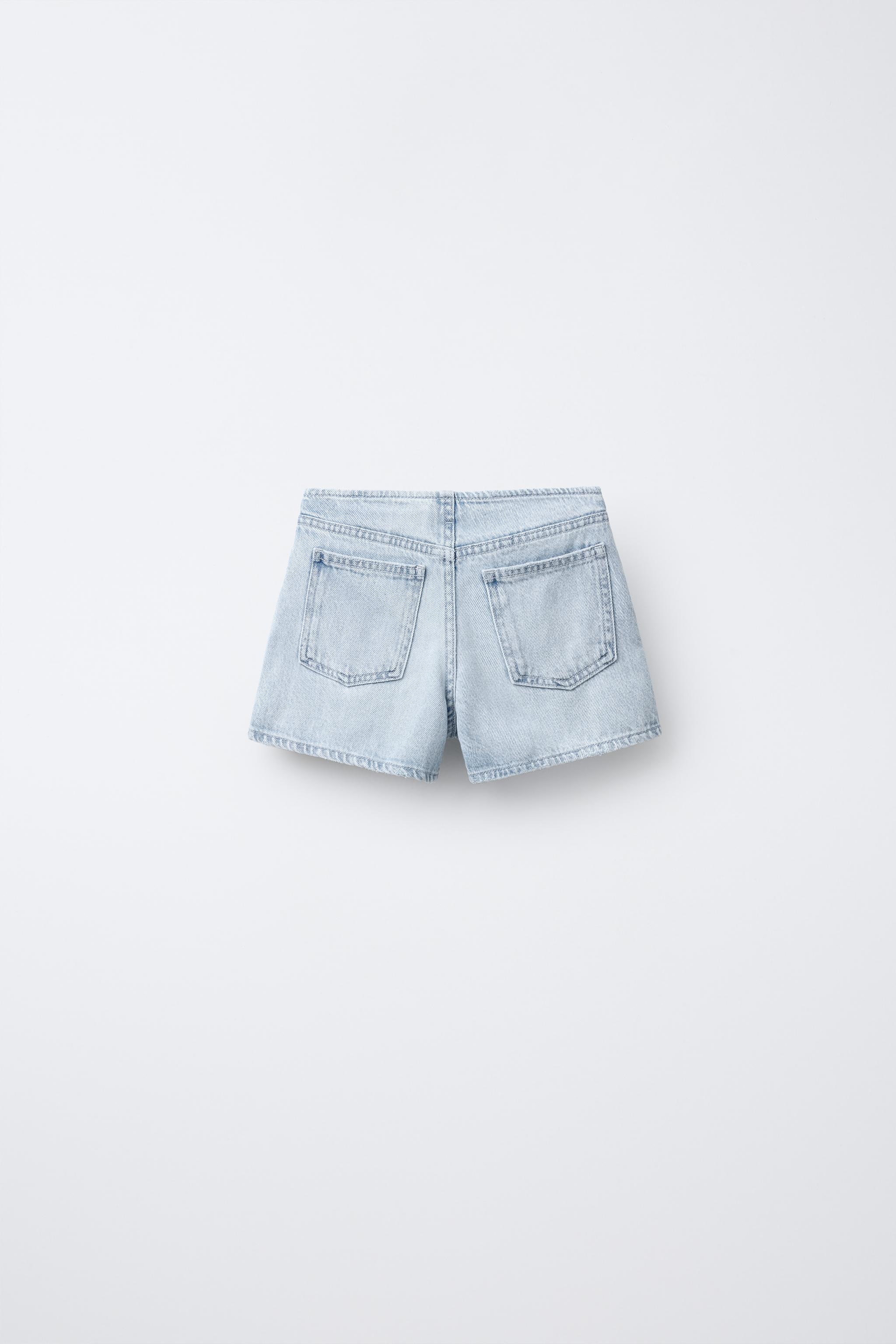 BUTTON-UP WAISTLESS DENIM SHORTS - Light blue | ZARA United
