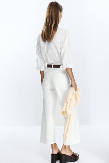 Z.10 HIGH-WAIST BELTED CULOTTES JEANS - White by Zara - Image 3
